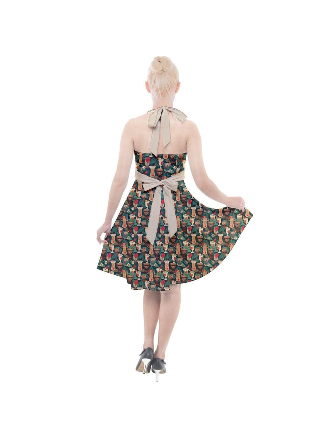 Retro Tiki Luau Halter Party Swing Dress - Poison Arrow Retro