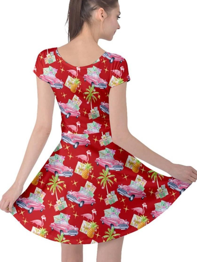 Tropical Christmas Cap Sleeve Dress - Poison Arrow Retro