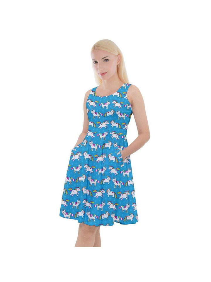 UNICORNS & UNICATS Knee Length Skater Dress With Pockets - Poison Arrow Retro