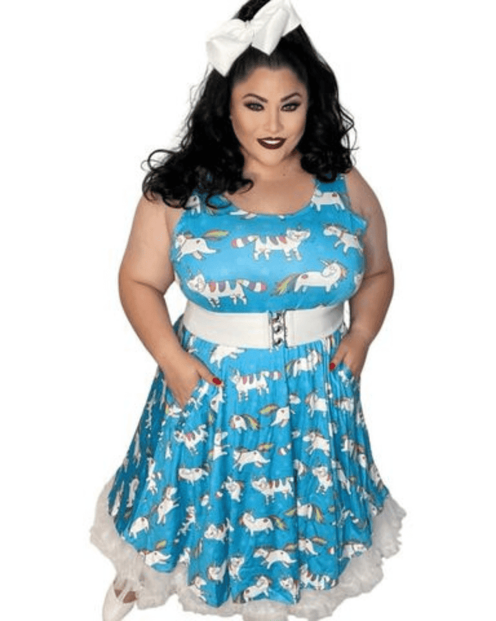 UNICORNS & UNICATS Knee Length Skater Dress With Pockets - Poison Arrow Retro