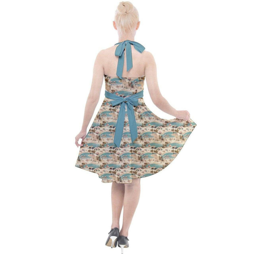 Vintage Vacation Halter Party Swing Dress - Poison Arrow Retro