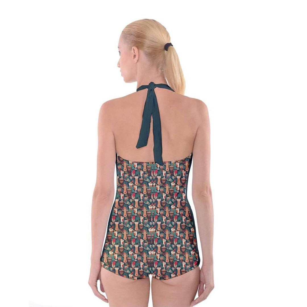 Retro Tiki Luau Boyleg Halter Swimsuit - Poison Arrow Retro