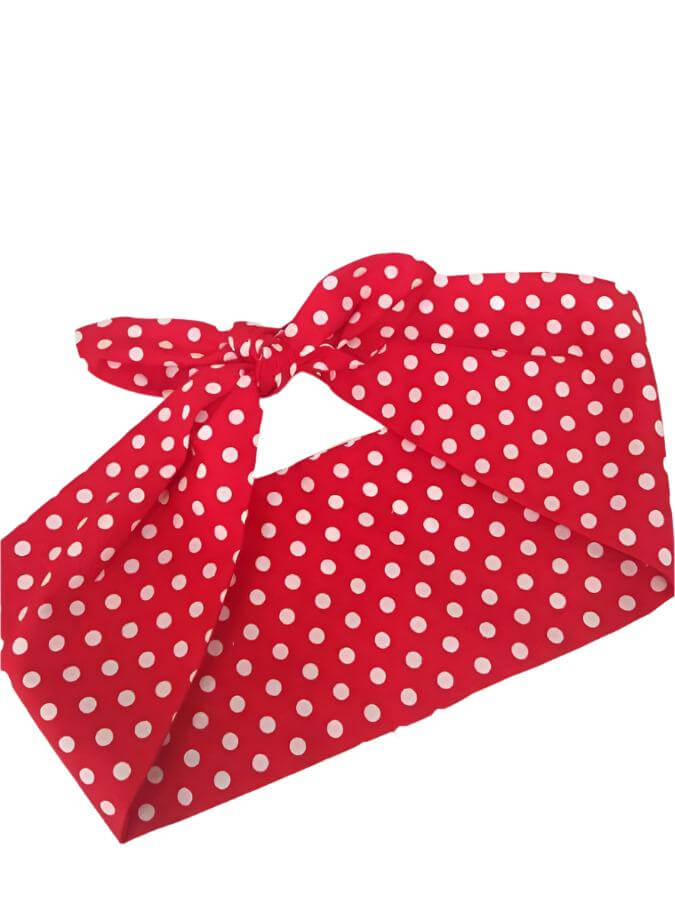 RED POLKA DOT WIRED ROCKABILLY HAIR TIE - Poison Arrow Retro