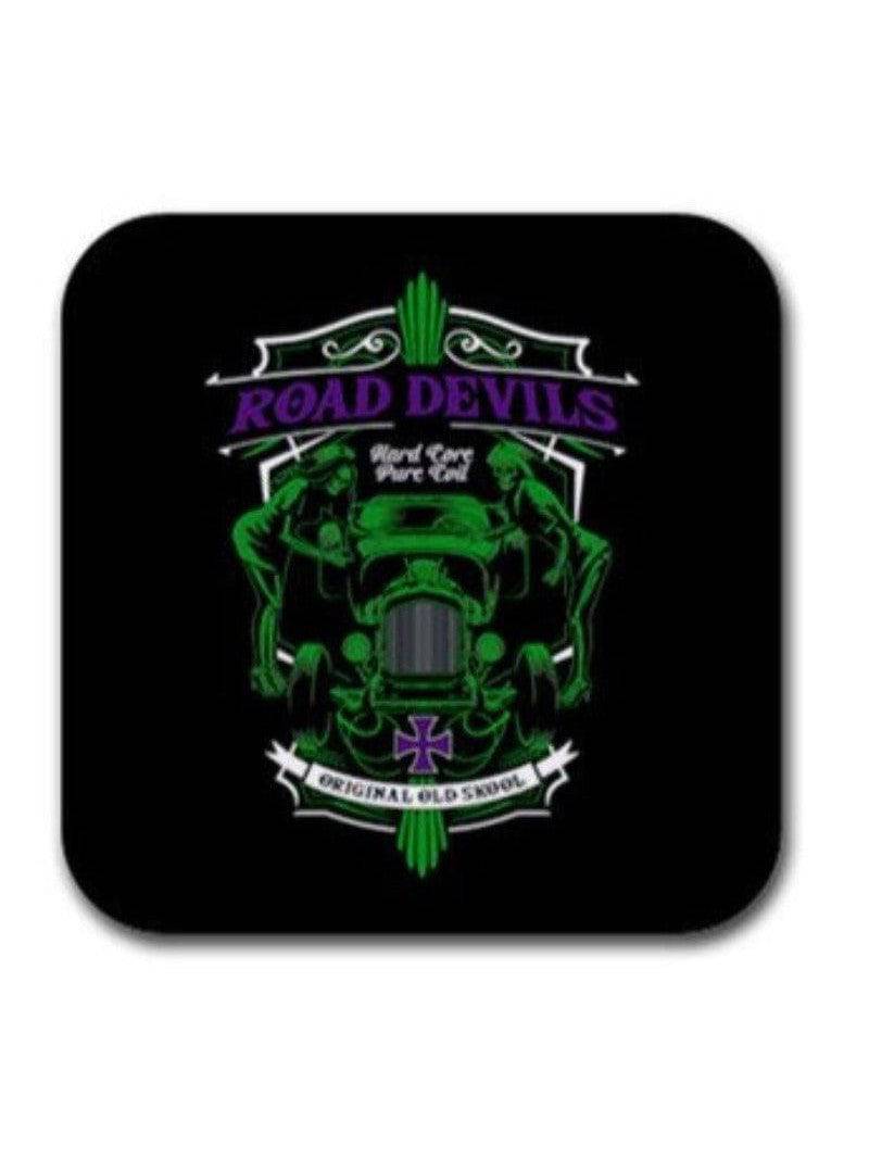 ROAD DEVILS Rubber Square Coaster (4 pack) - Poison Arrow Retro