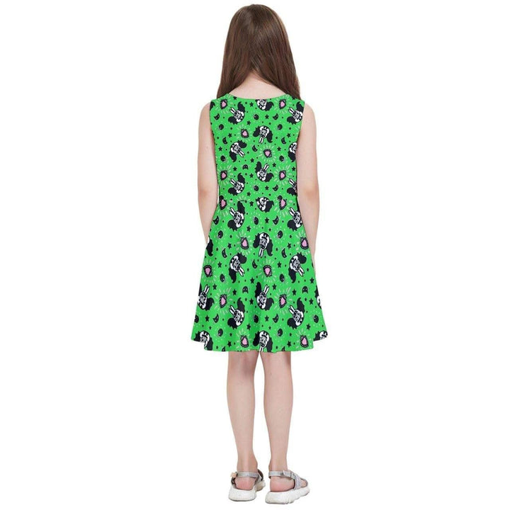 Bat Bunny Green Kids' Skater Dress - Poison Arrow Retro