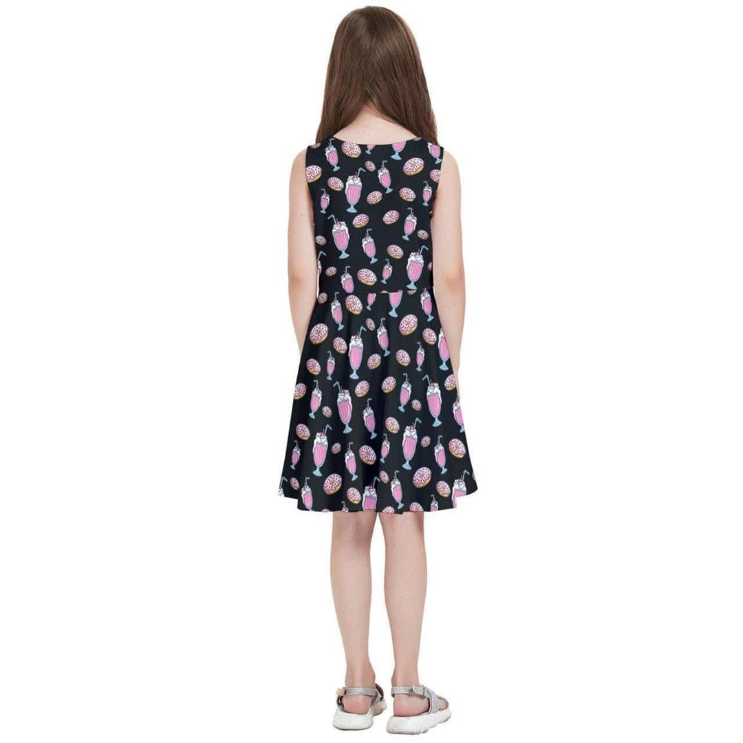 MILKSHAKE BLACK Kids' Skater Dress - Poison Arrow Retro