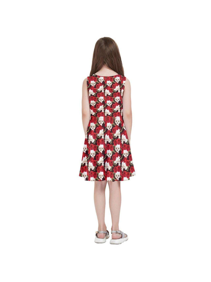 SKULLS AND ROSES KIDS' SKATER DRESS - Poison Arrow Retro