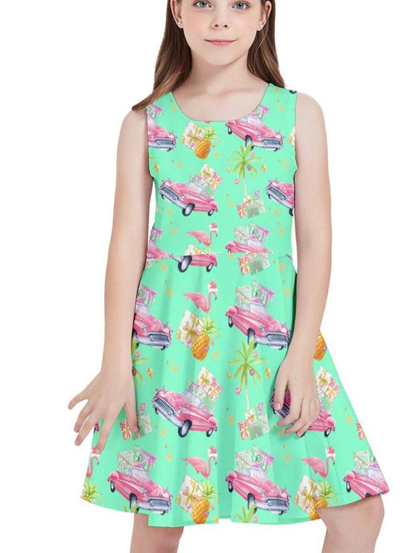 Tropical Christmas Kids' Skater Dress - Poison Arrow Retro