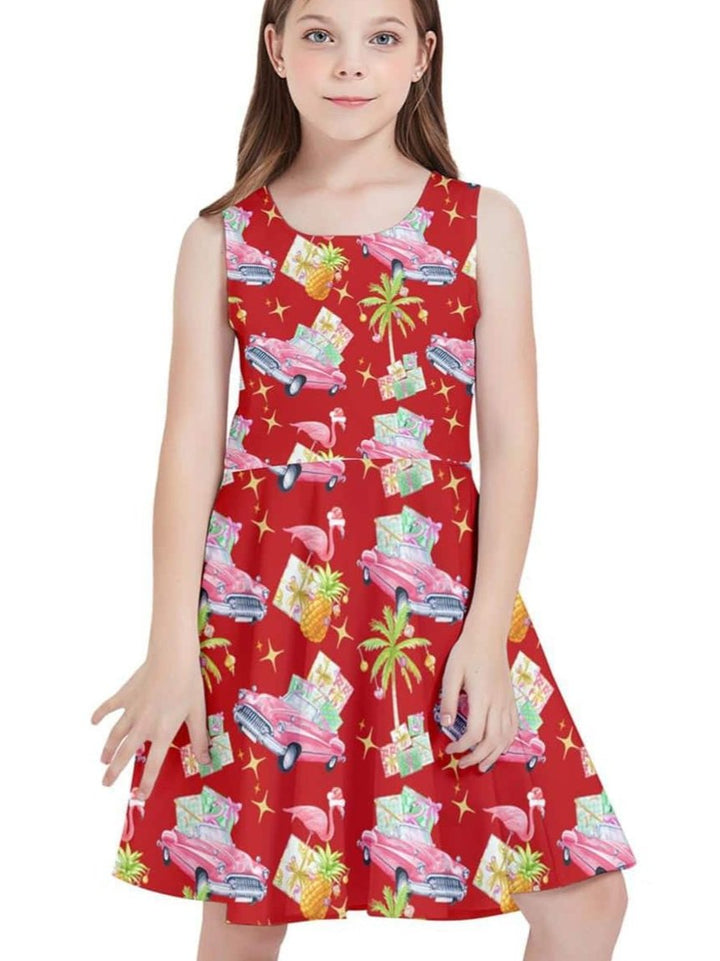 Tropical Christmas Kids' Skater Dress - Poison Arrow Retro