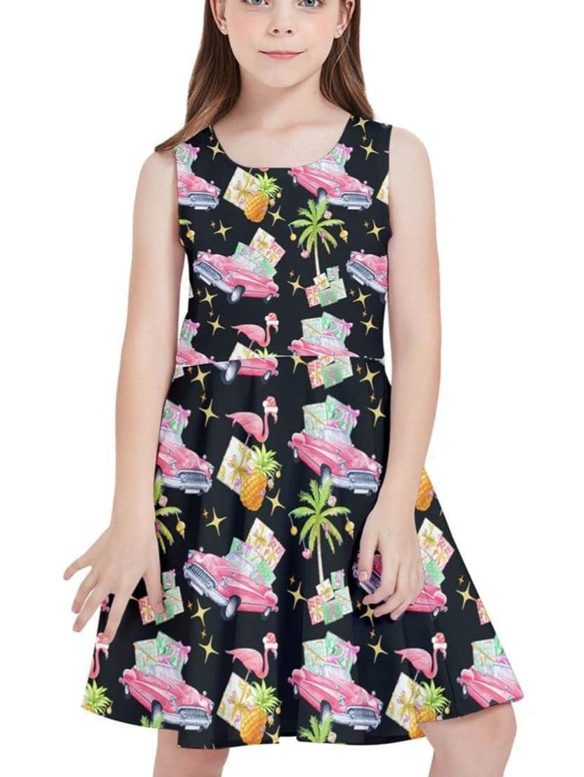 Tropical Christmas Kids' Skater Dress - Poison Arrow Retro