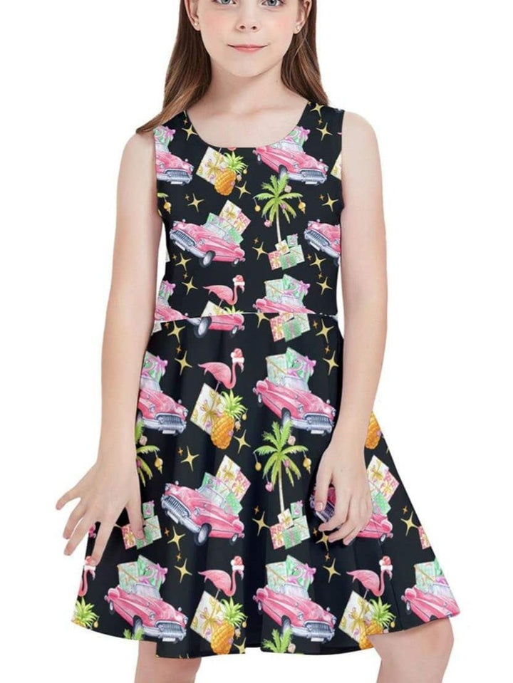 Tropical Christmas Kids' Skater Dress - Poison Arrow Retro