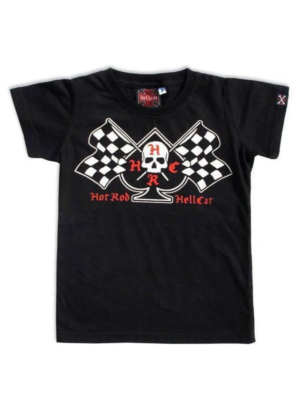 HOTROD HELLCAT Skull Flags Kids Tshirt - Poison Arrow Retro