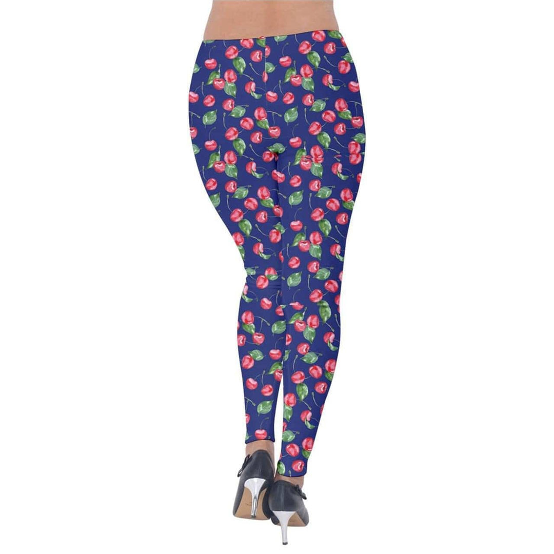 Blue Cherries Velvet Leggings - Poison Arrow Retro