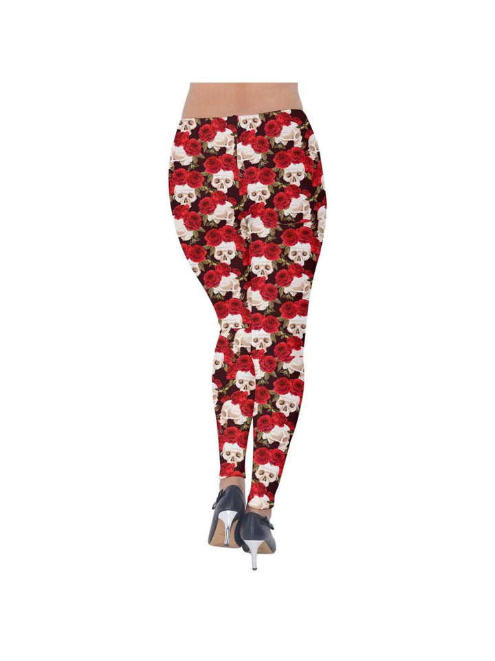 Skulls and Roses Velvet Leggings - Poison Arrow Retro