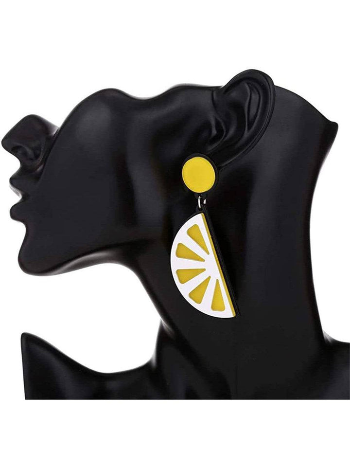 LEMON SLICE Acrylic Drop/Dangle Stud Post Earrings - Poison Arrow Retro