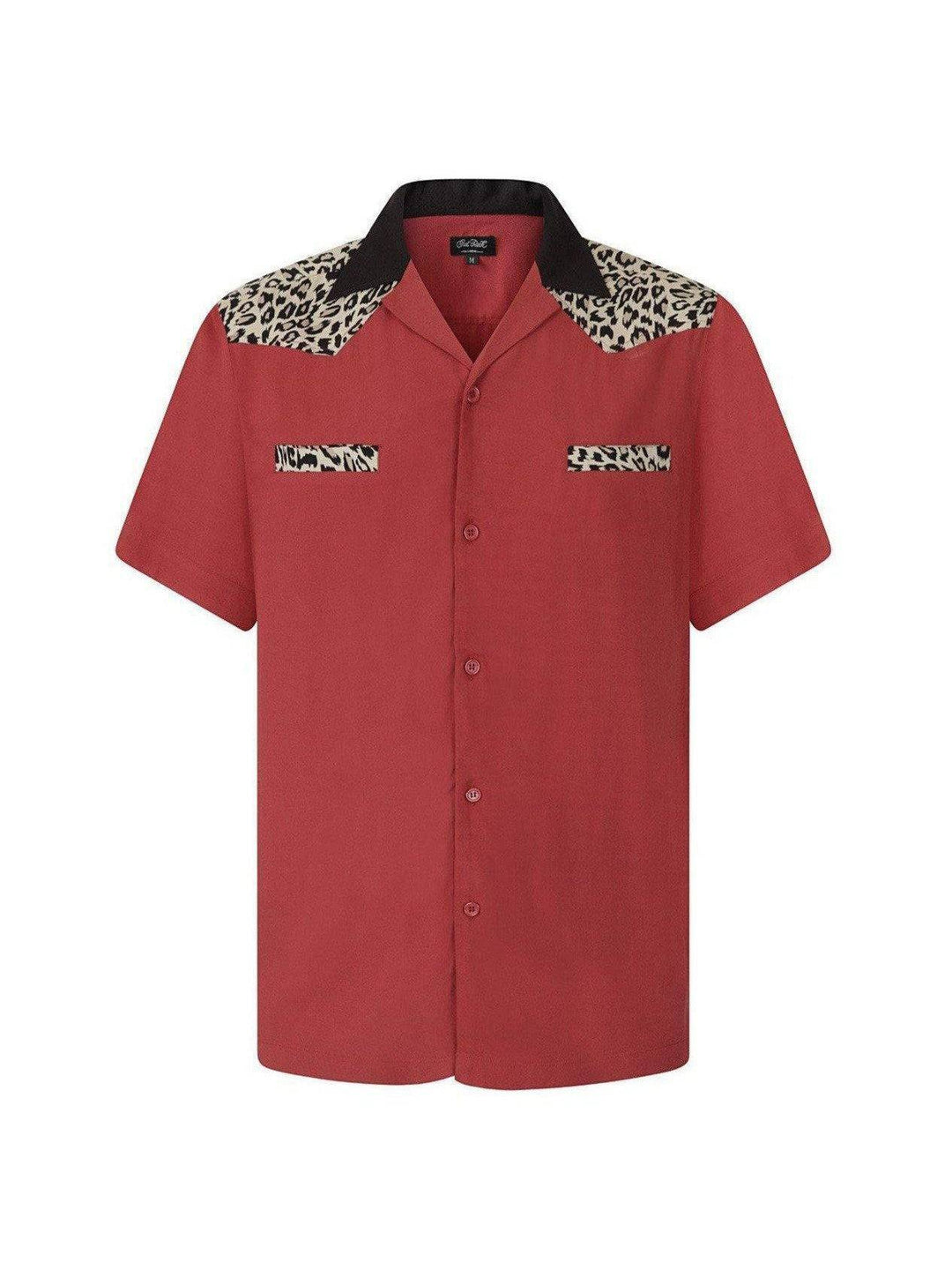 CHET ROCK JEFFERY WESTERN BOWLING SHIRT RED LEOPARD - Poison Arrow Retro