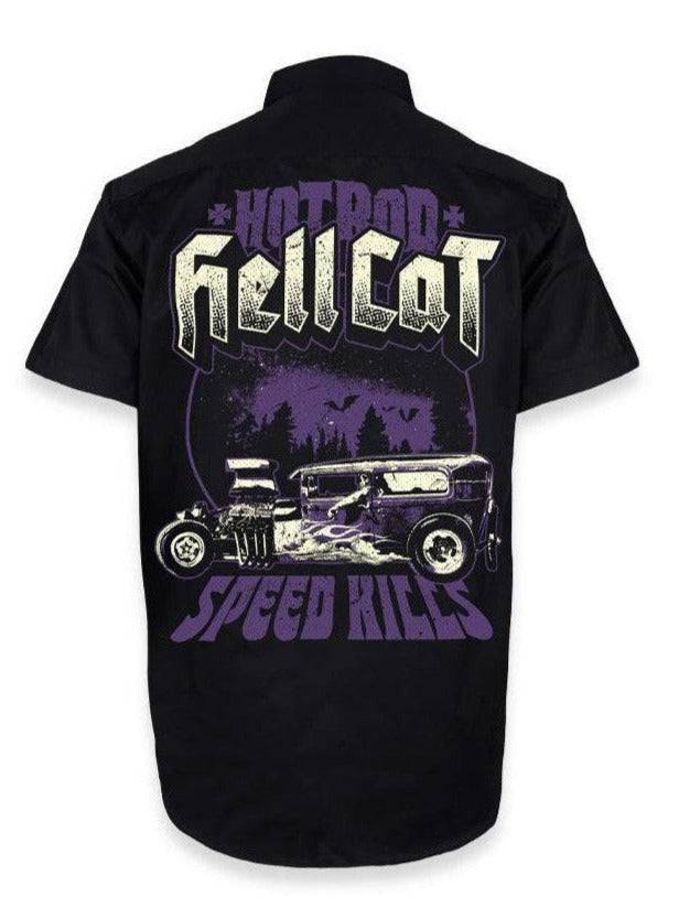 HOTROD HELLCAT BUTTON UP SPEED KILLS - Poison Arrow Retro