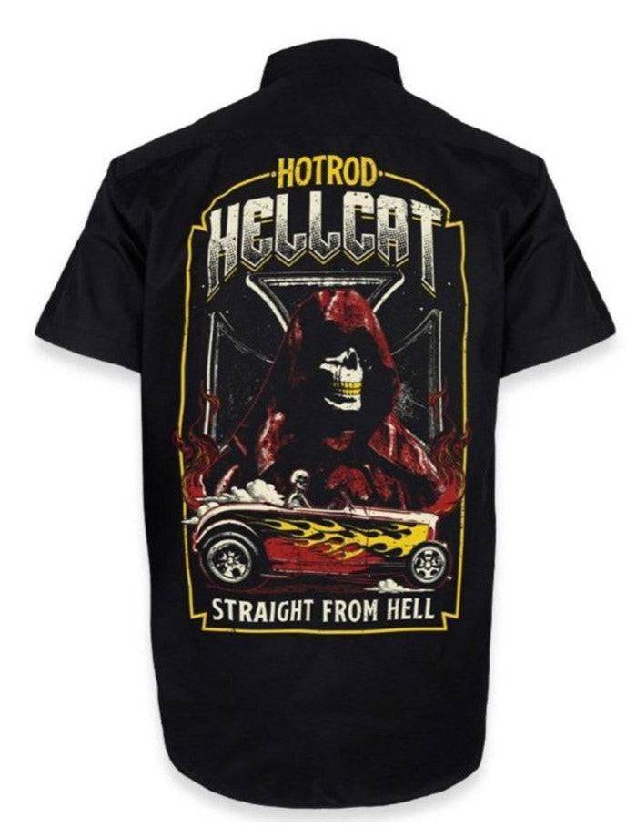 HOTROD HELLCAT BUTTON UP WORK SHIRT Straight From Hell - Poison Arrow Retro