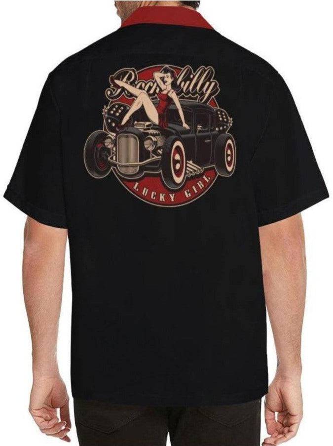 LUCKY GIRL Men's Rockabilly Hotrod Shirt - Poison Arrow Retro