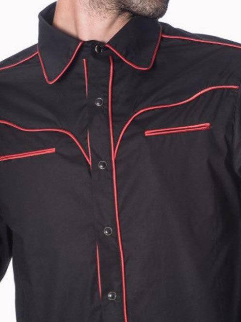 Men's Vintage Style Western Shirt RED - Poison Arrow Retro