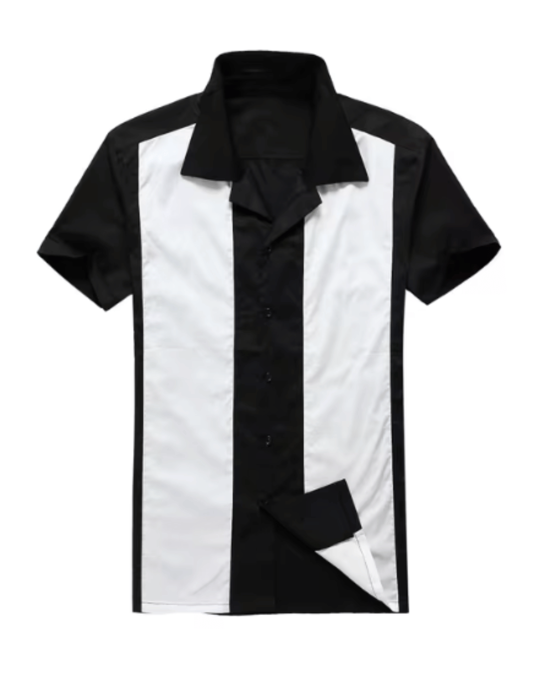 Mens Vintage Style Bowling Dress Shirt - White Panels - Poison Arrow Retro