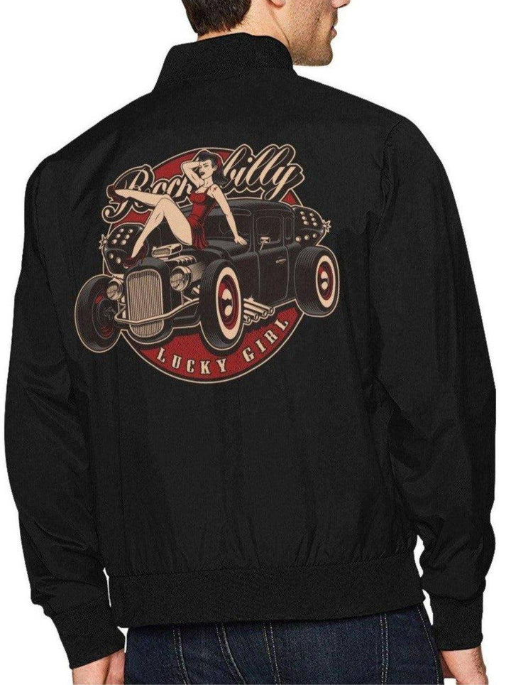 ROCKABILLY LUCKY GIRL Men's Hot Rod Bomber Jacket - Poison Arrow Retro