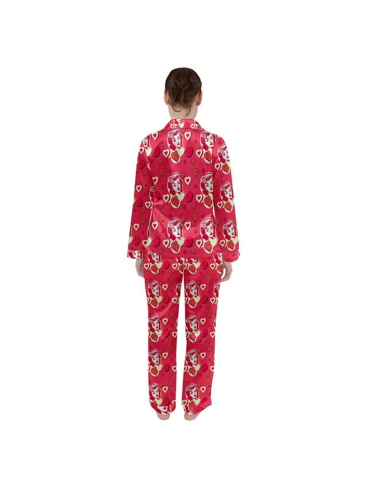 Retro Romance Women's Long Sleeve Satin Pyjamas Set