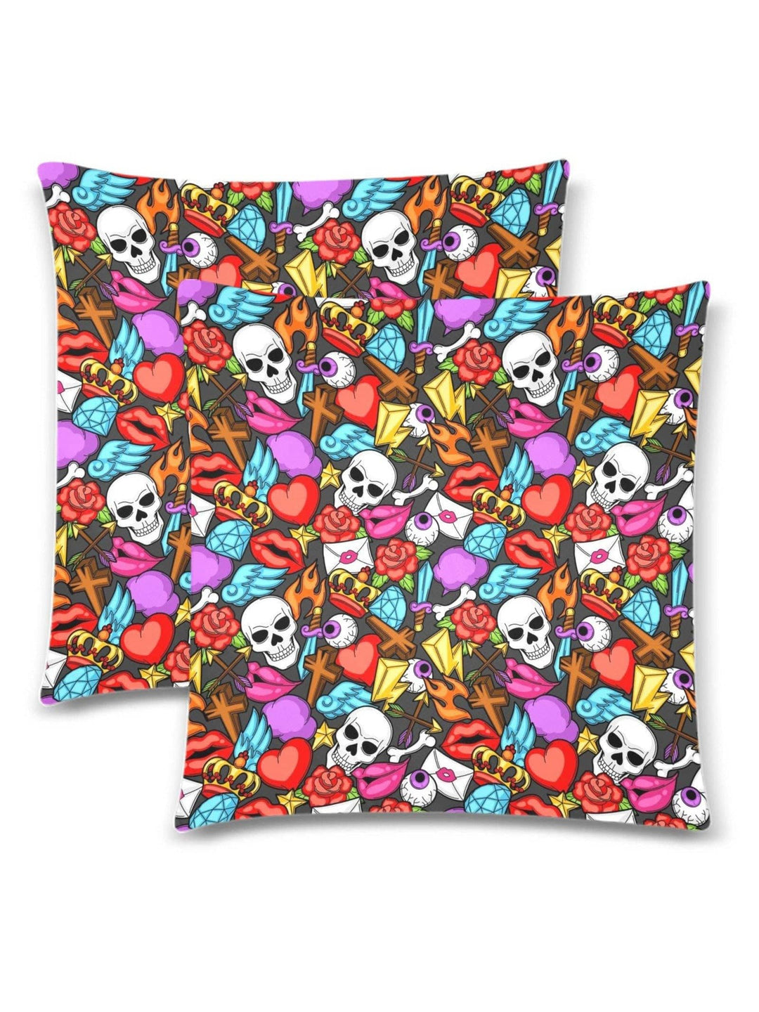 Mementos Throw Pillow Cover 18"x 18" (Twin Sides) (Set of 2) - Poison Arrow Retro