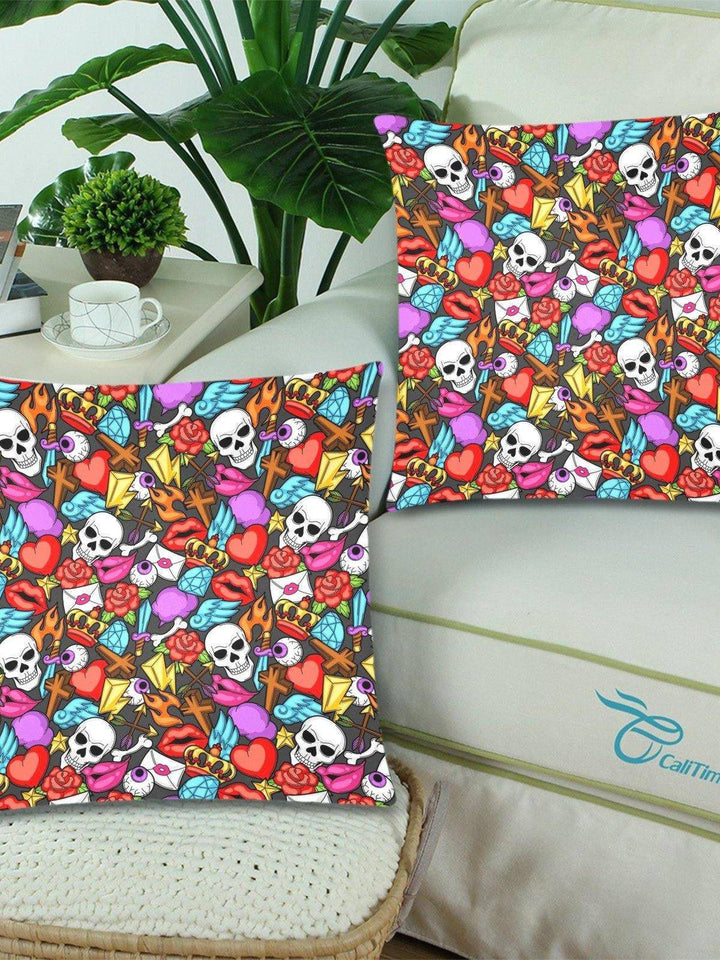 Mementos Throw Pillow Cover 18"x 18" (Twin Sides) (Set of 2) - Poison Arrow Retro