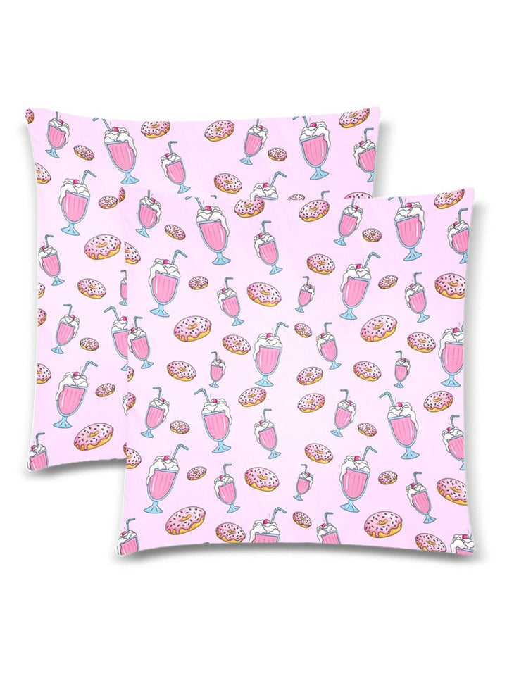 PINK MILKSHAKES Throw Pillow Cover 18"x 18" (Twin Sides) (Set of 2) - Poison Arrow Retro