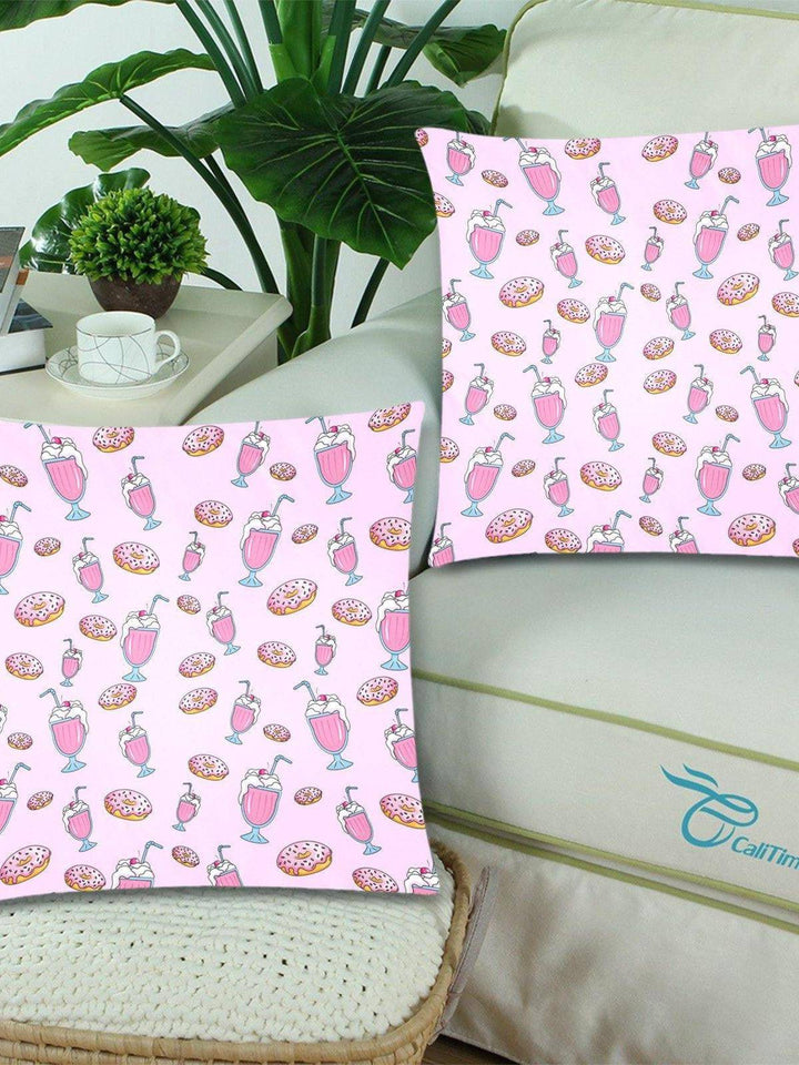 PINK MILKSHAKES Throw Pillow Cover 18"x 18" (Twin Sides) (Set of 2) - Poison Arrow Retro