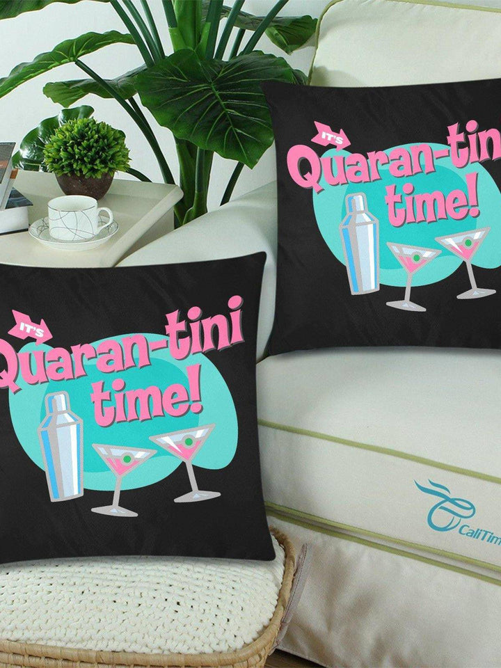 QUARANTINI TIME Throw Pillow Cover 18"x 18" (Twin Sides) (Set of 2) - Poison Arrow Retro