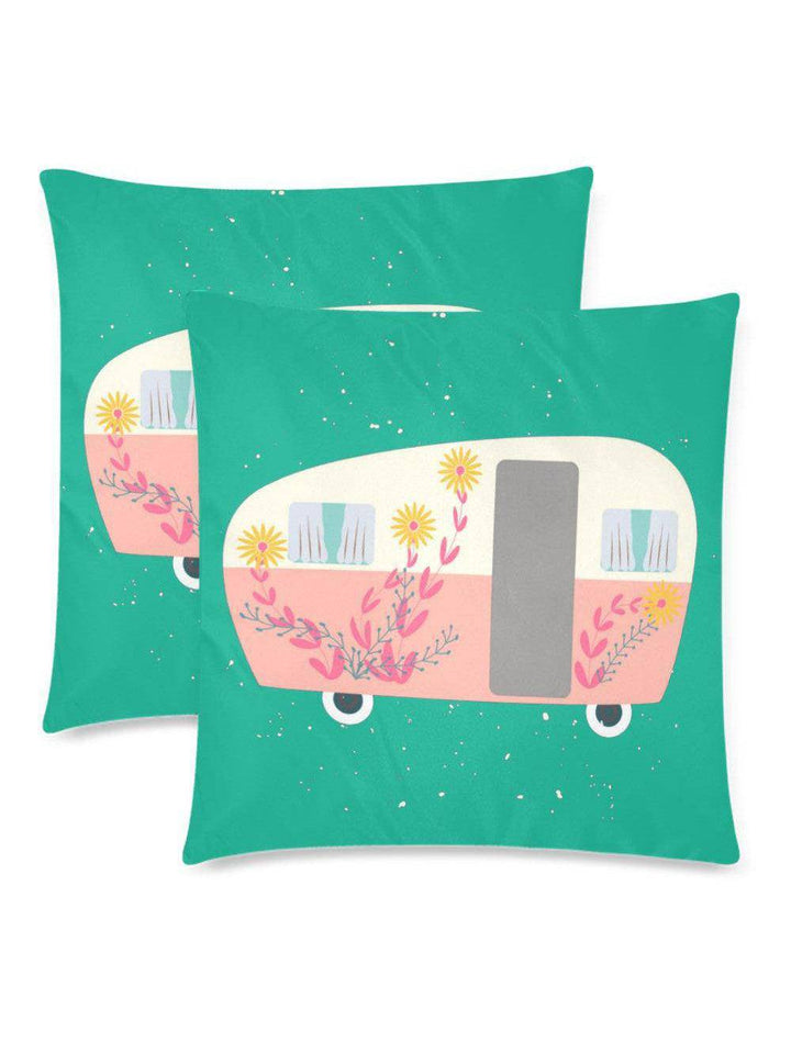 Retro Van Throw Pillow Cover 18"x 18" (Twin Sides) (Set of 2) - Poison Arrow Retro