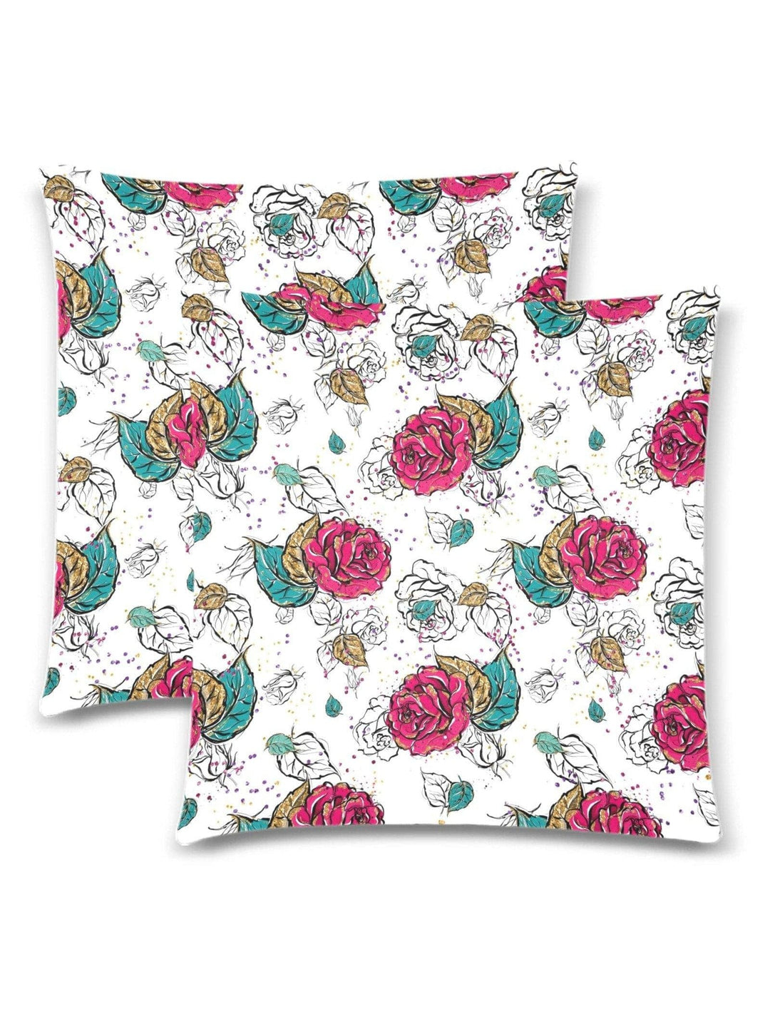 Rose Garden Throw Pillow Cover 18"x 18" (Twin Sides) (Set of 2) - Poison Arrow Retro