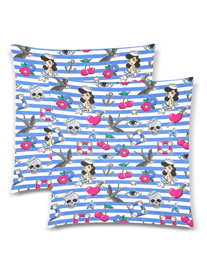 Sailor Gal Throw Pillow Cover 18"x 18" (Twin Sides) (Set of 2) - Poison Arrow Retro