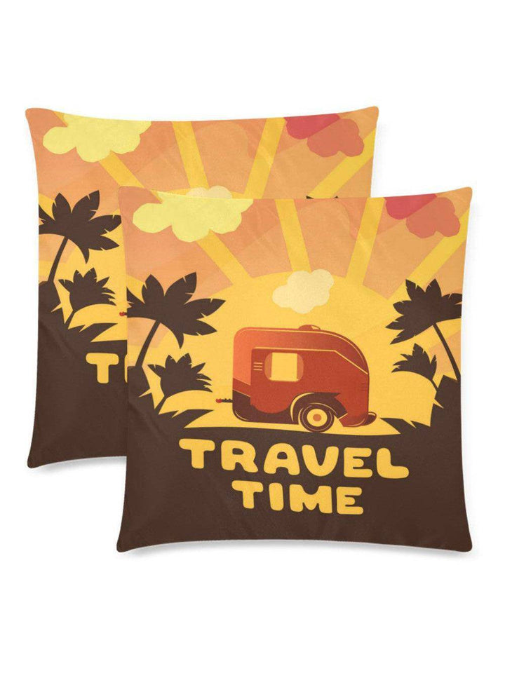 TRAVEL TIME Throw Pillow Cover 18"x 18" (Twin Sides) (Set of 2) - Poison Arrow Retro