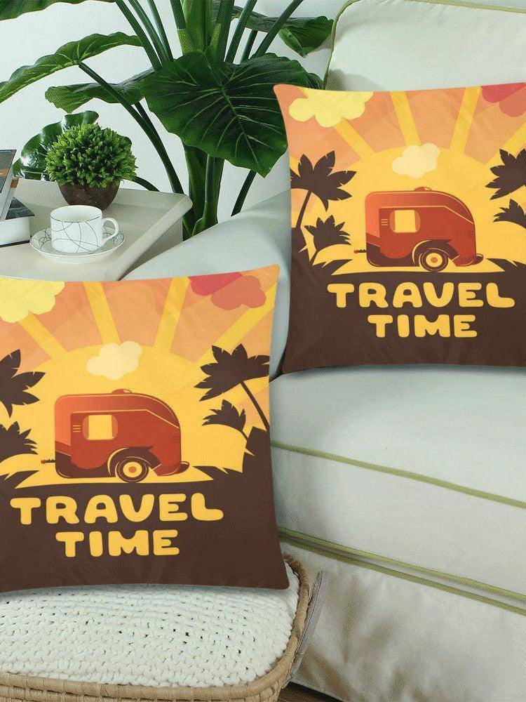 TRAVEL TIME Throw Pillow Cover 18"x 18" (Twin Sides) (Set of 2) - Poison Arrow Retro