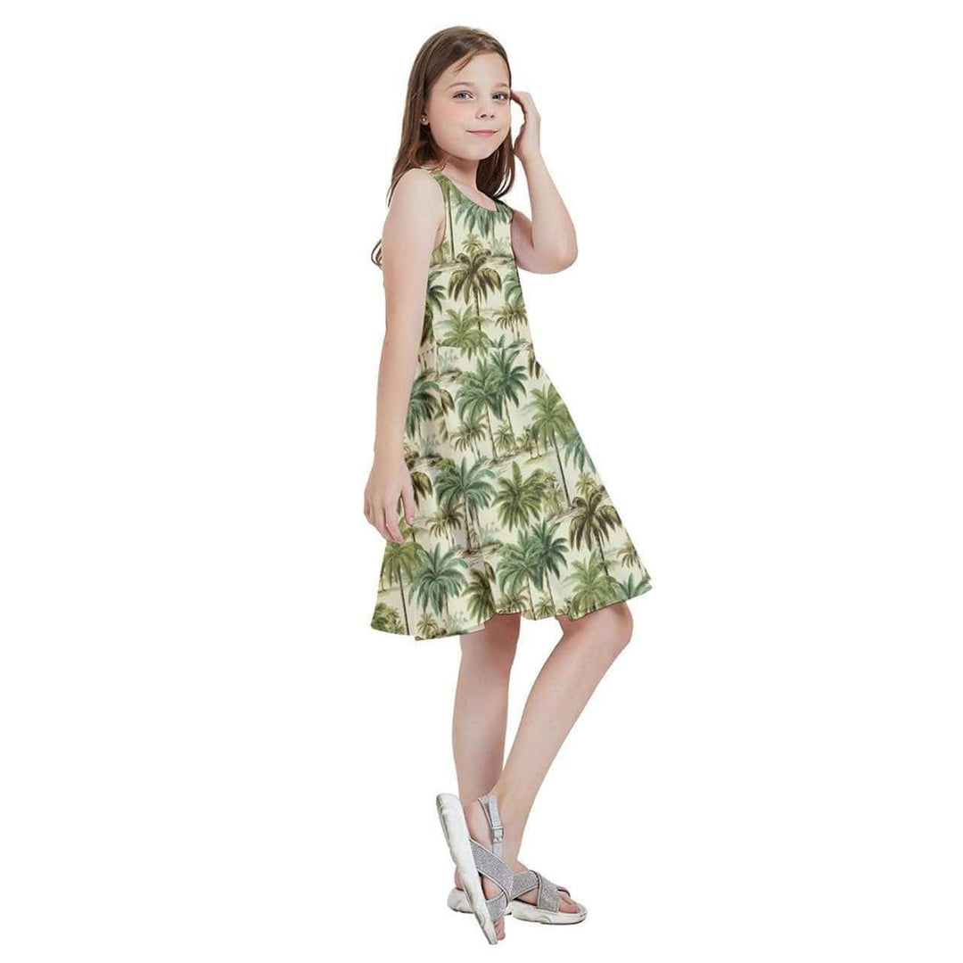 Palm Haven Kids' Skater Dress - Poison Arrow Retro