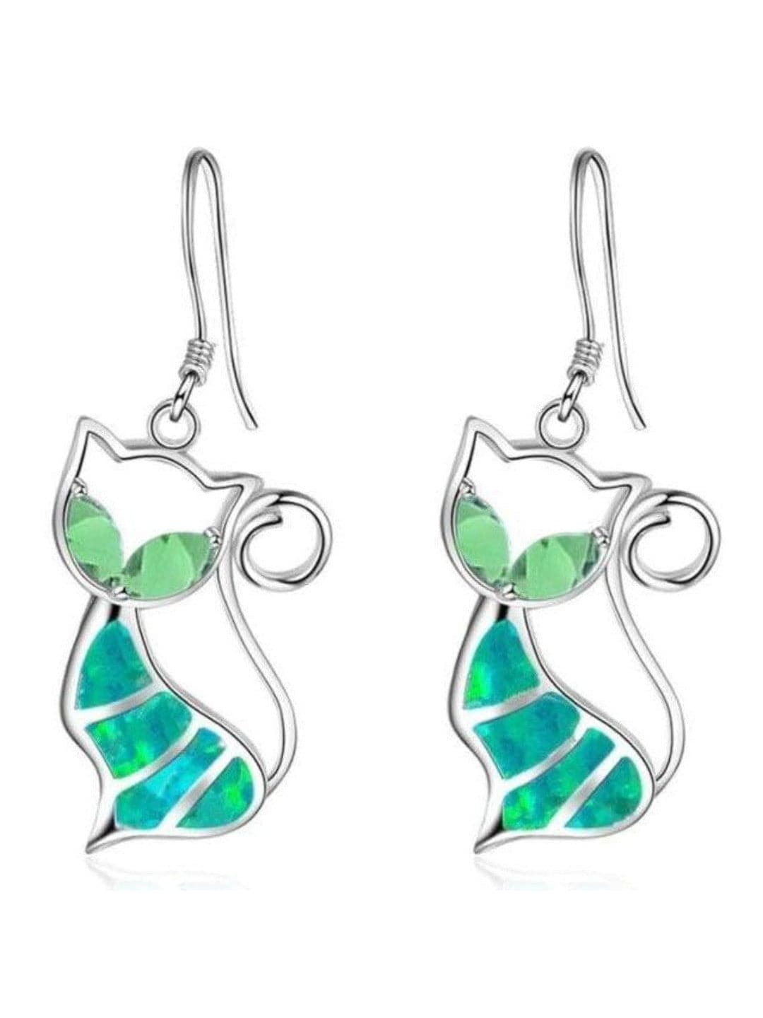 RETRO KITTY Drop/Dangle Earrings GREEN - Poison Arrow Retro