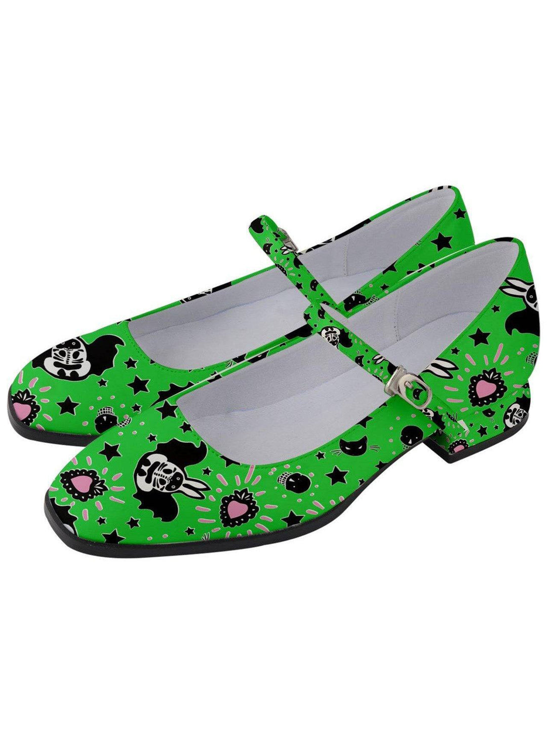 Bunny Bats Monster Green Women's Mary Jane Shoes - Poison Arrow Retro