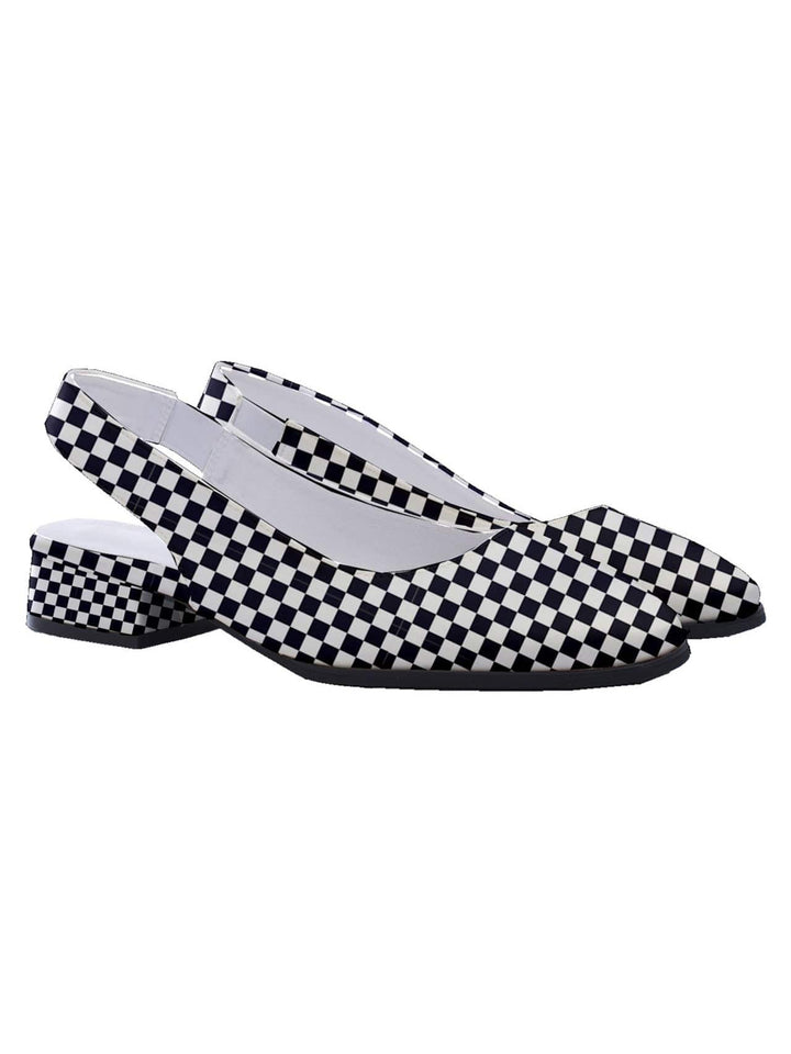 Checkerboard Women's Classic Slingback Heels - Poison Arrow Retro