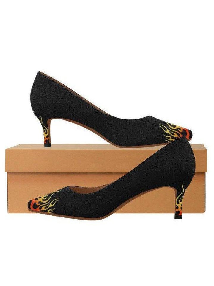 Flames Women's Pointy Toe Low Kitten Heel Pumps SIZE 5 - Poison Arrow Retro