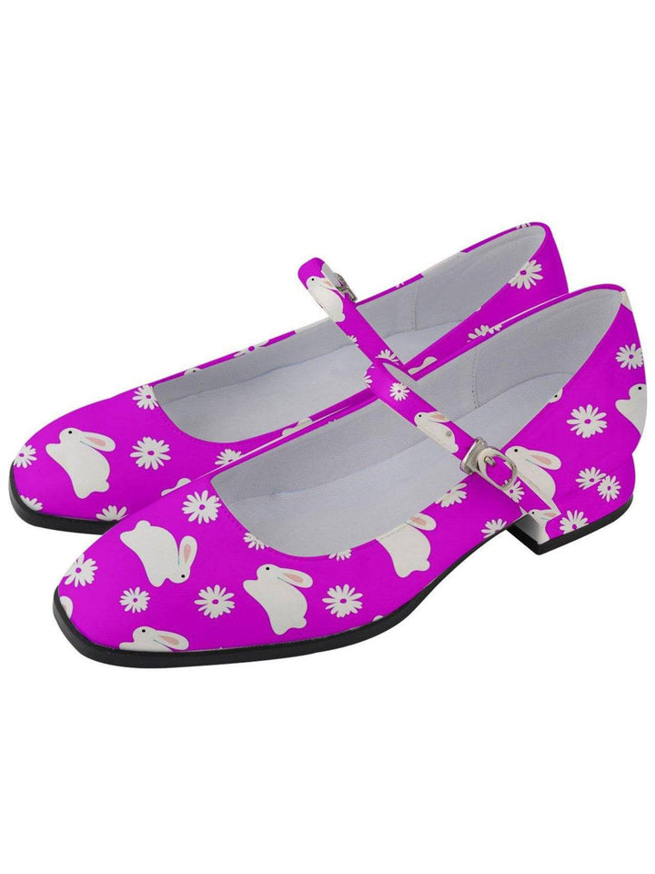 Marshmallow Bunnies Hot Pink Women's Mary Jane Shoes - Poison Arrow Retro