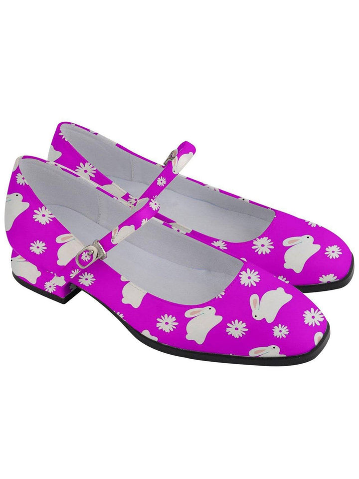 Marshmallow Bunnies Hot Pink Women's Mary Jane Shoes - Poison Arrow Retro