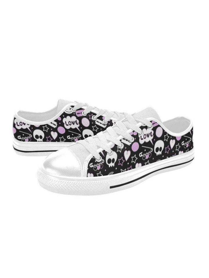 PUNK!  WHITE Retro Style Sneakers - Poison Arrow Retro