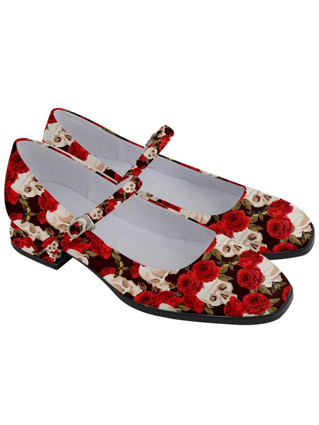 SKULLS AND ROSES Women's Mary Jane Shoes - Poison Arrow Retro