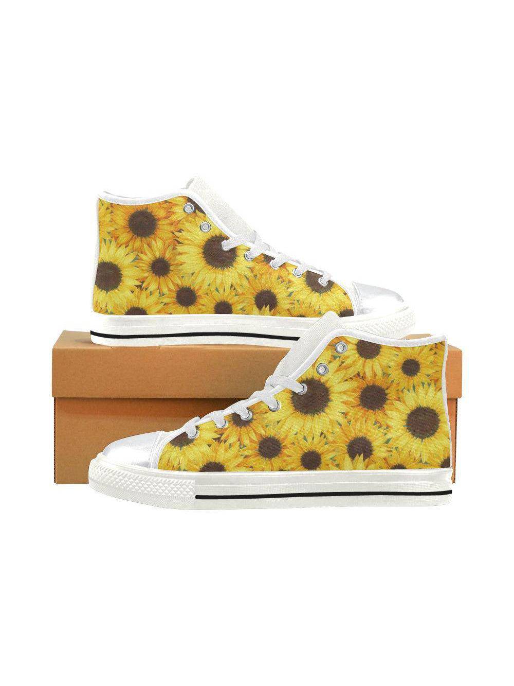 SUNFLOWERS High Top Canvas Kid's Shoes - Poison Arrow Retro