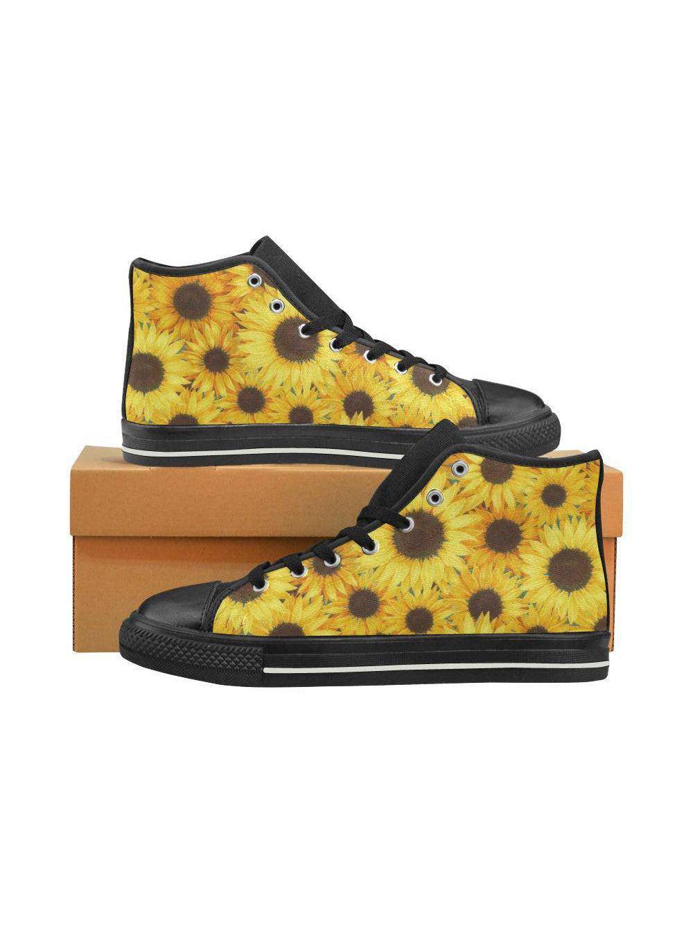 SUNFLOWERS High Top Canvas Kid's Shoes - Poison Arrow Retro