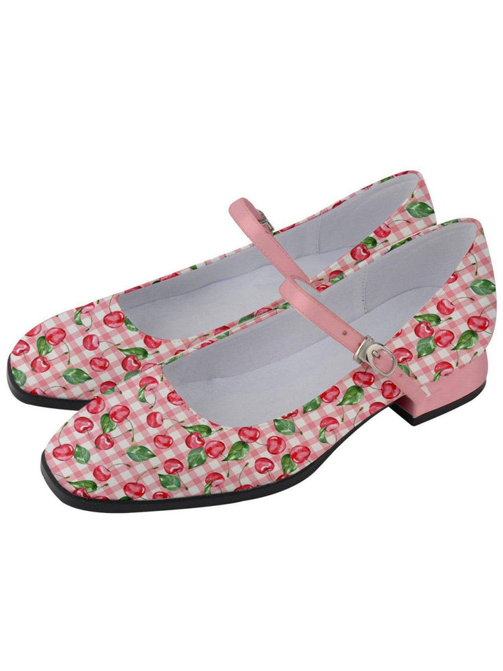 Watercolour Cherries Women's Mary Jane Shoes - Poison Arrow Retro