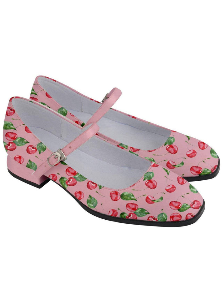 Watercolour Cherries Women's Mary Jane Shoes - Poison Arrow Retro